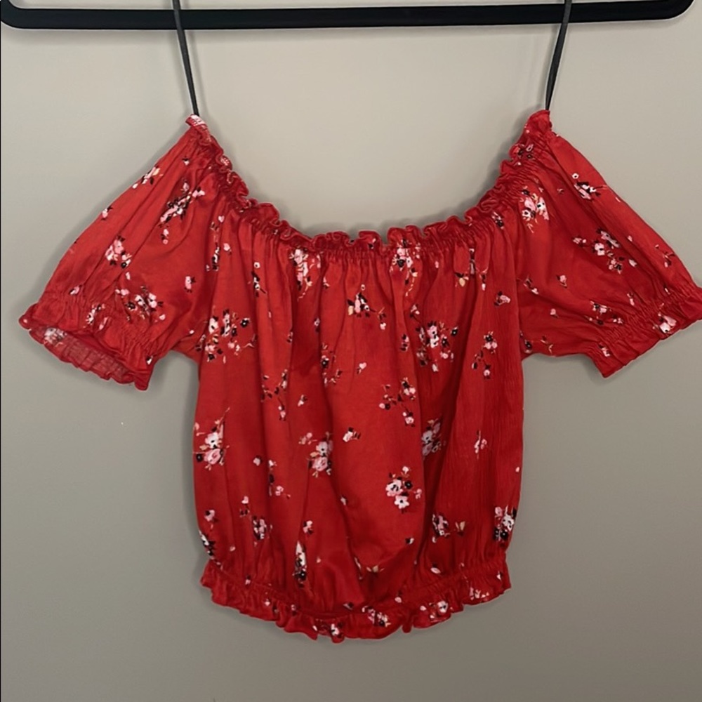 Divided off the shoulder top